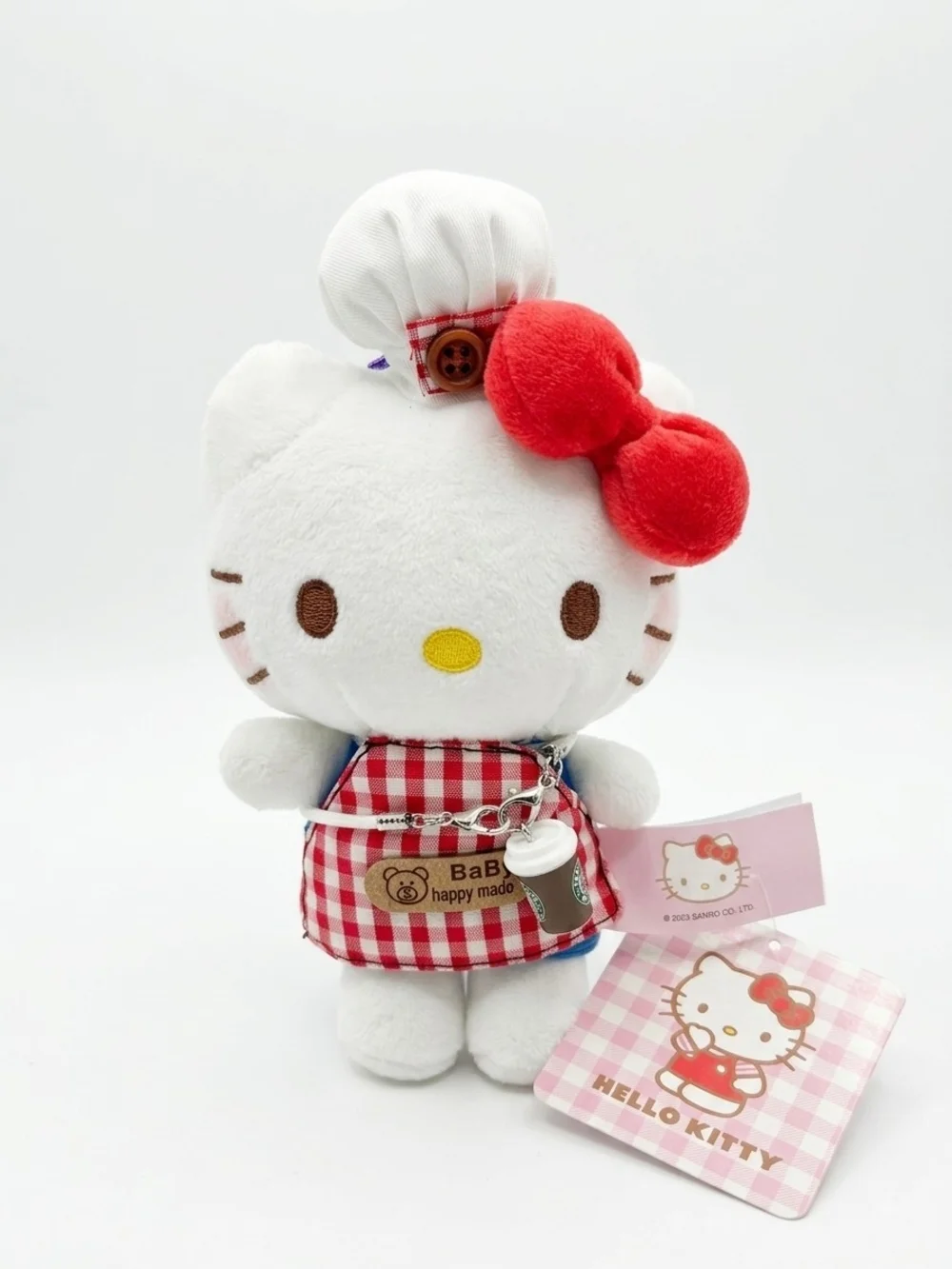 Hello Kitty White Plush with Red Bow and Red Gingham Outfit